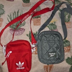Adidas Red Mini Crossbody Bag and Reebok khaki green bag . One price for both